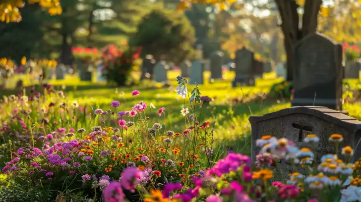 Headstones in a graveyard