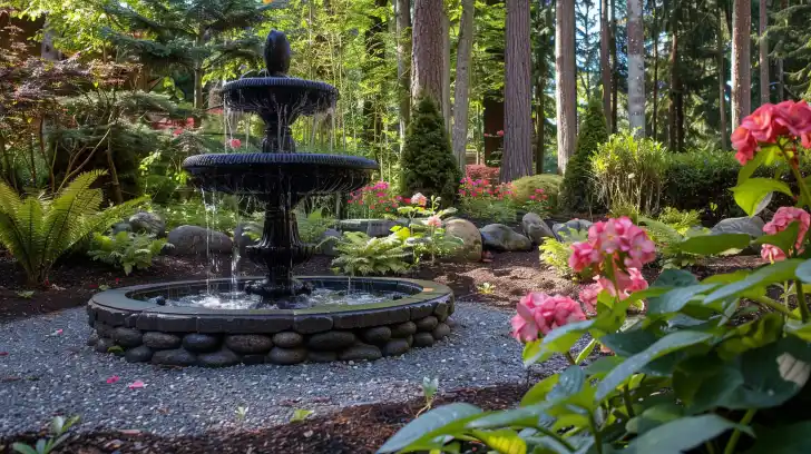 Fountain in a garden.