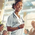 happy nurse working graphic