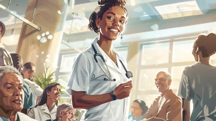 happy nurse working graphic