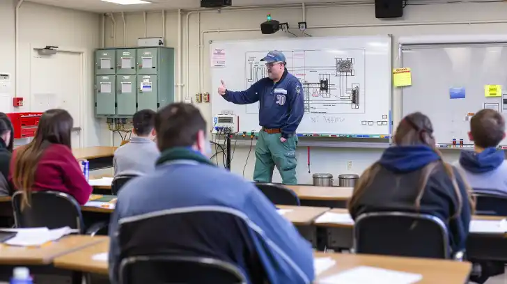 HVAC tech teacher in classroom