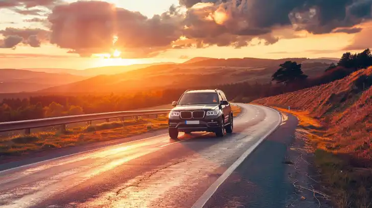 Luxury SUV on Californian highway.