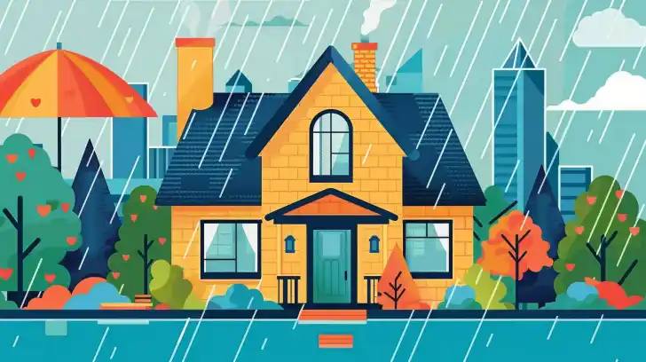 Graphic of a rainy home