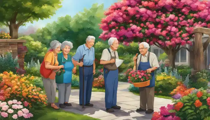 Graphic of seniors in garden