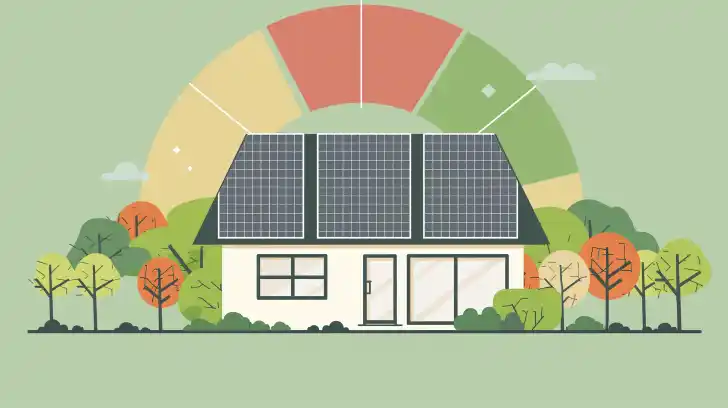 Graphic showing home with solar panels