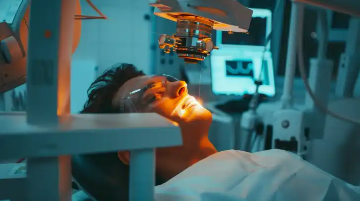 man preparing for vision surgery